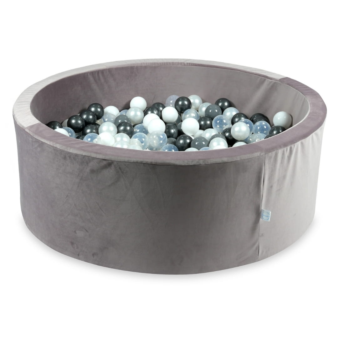 Piscine à Balles avec balles 500pcs 110x40 velours lilas (perle, gris, blanc, transparent, graphite métallisé)