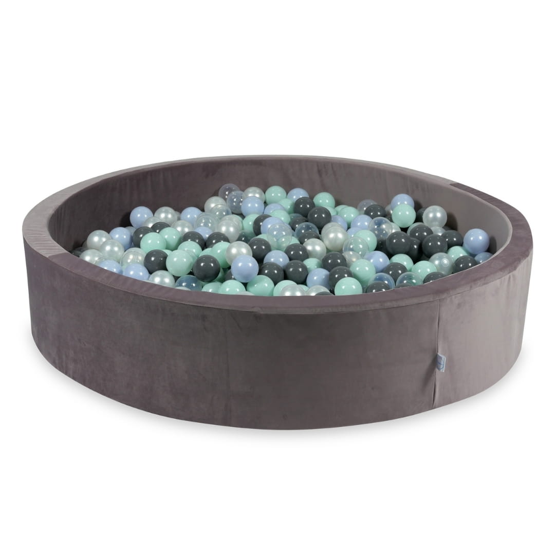 Piscine à Balles avec balles 600pcs 130x30 velours lilas (menthe clair, bleu bébé perle, gris, transparent, perle)