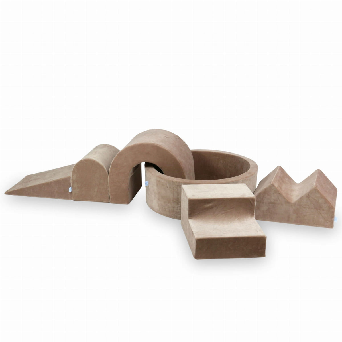Ensemble de jeu en mousse avec piscine ronde 90x30 Velvet Soft Dark Beige + 5 éléments sans balles