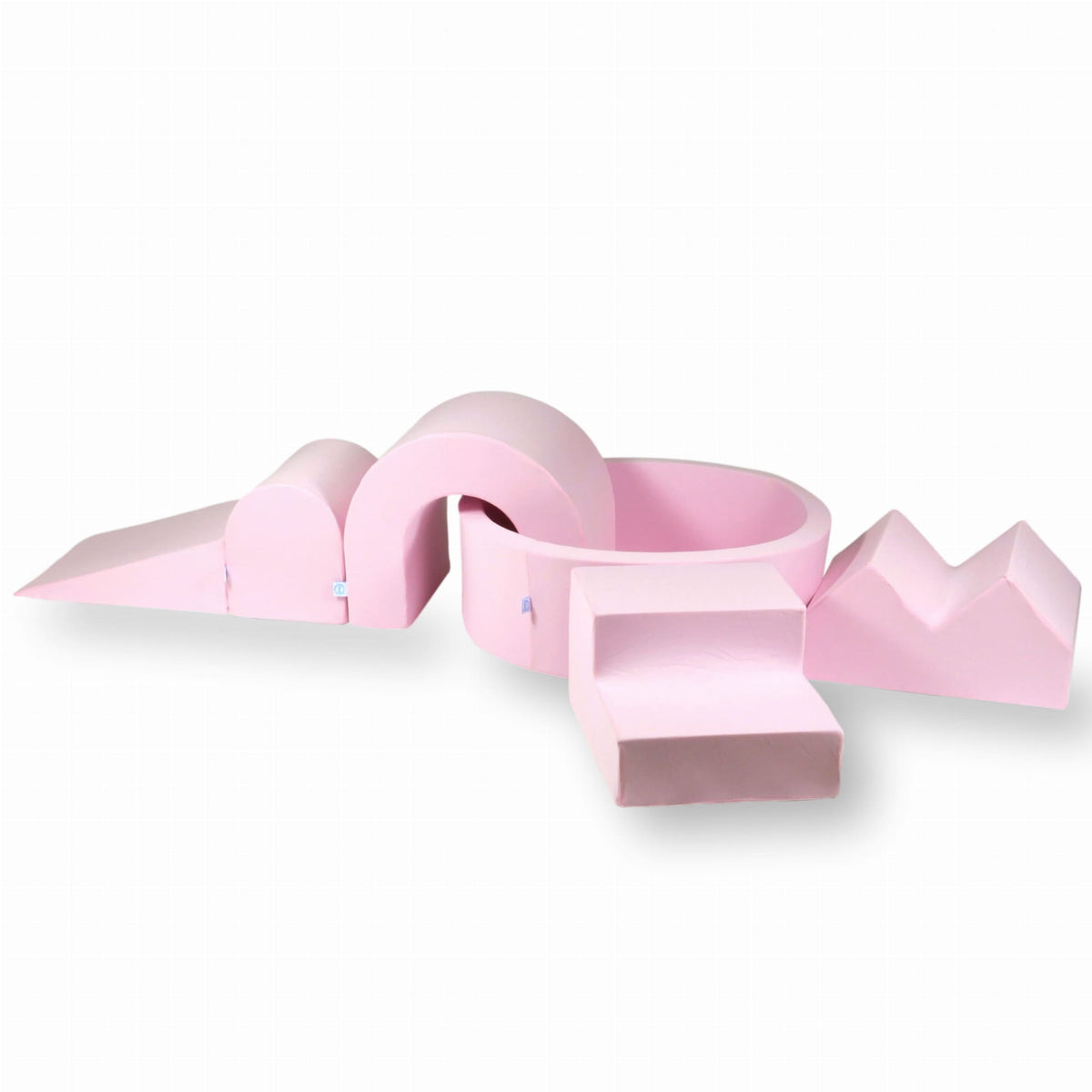 Ensemble de jeu en mousse avec piscine ronde 90x30 Rose Poudré + 5 éléments sans balles