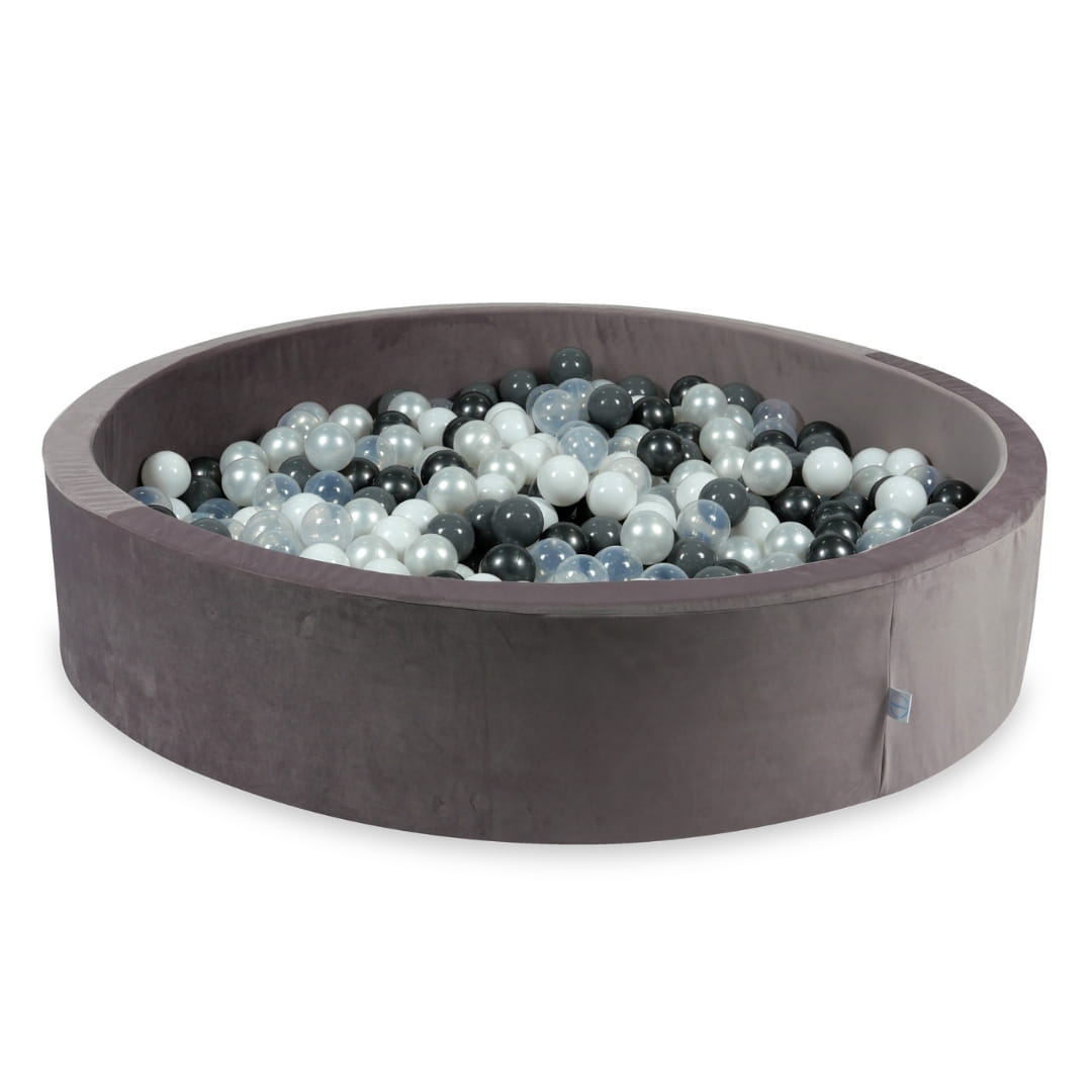 Piscine à Balles avec balles 600pcs 130x30 velours lilas (perle, gris, blanc, transparent, graphite métallisé)
