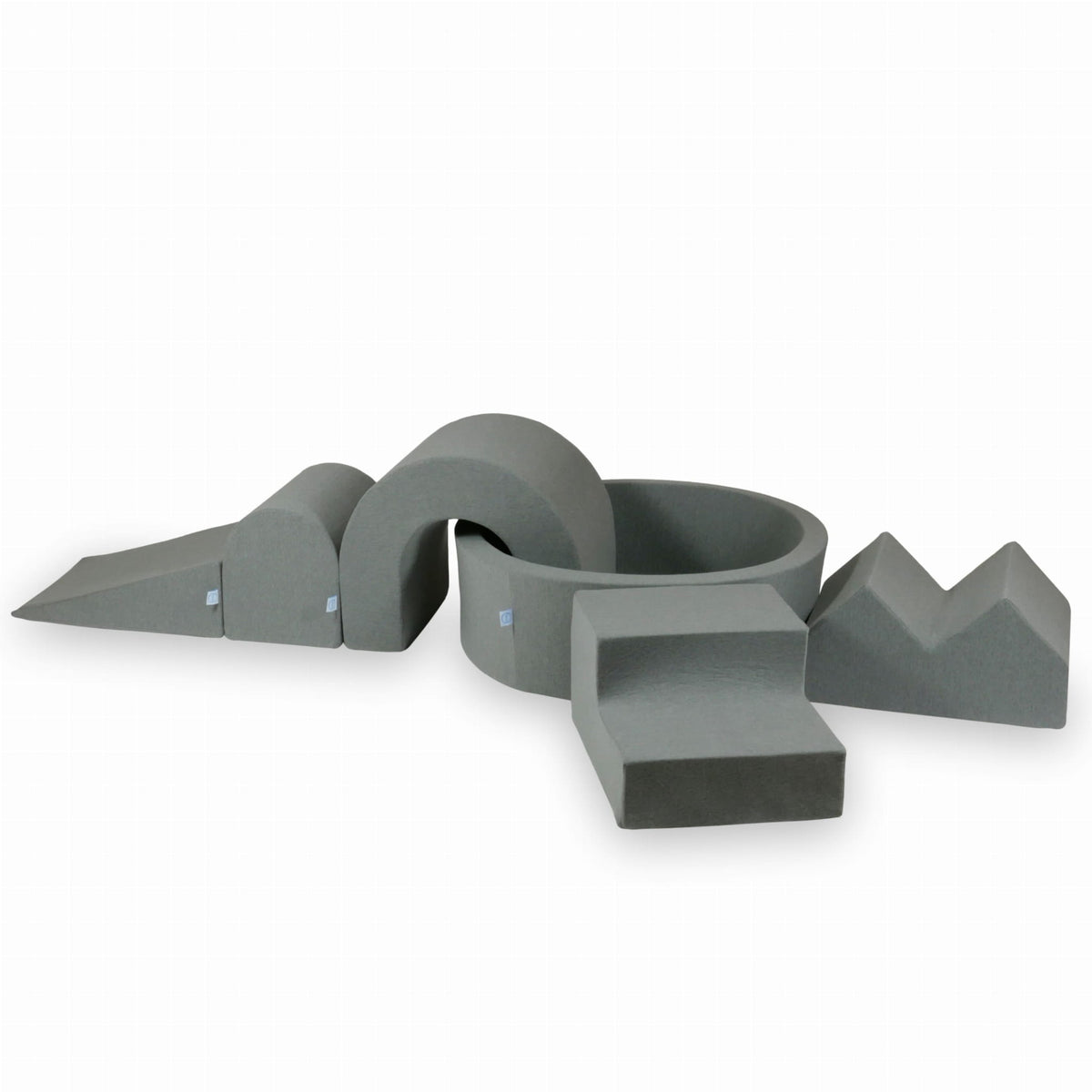 Ensemble de jeu en mousse avec piscine ronde 90x30 Gris + 5 éléments sans balles