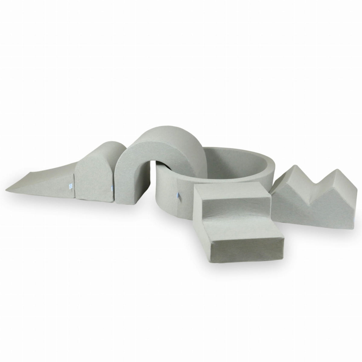 Ensemble de jeux en mousse avec piscine ronde 90x30 Gris Clair + 5 éléments sans balles