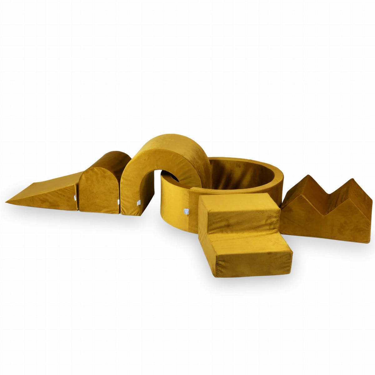 Ensemble de jeu en mousse avec piscine ronde 90x30 Velvet Gold + 5 éléments sans balles