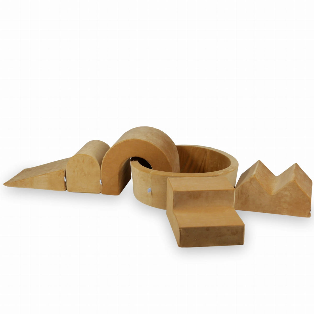 Ensemble de jeu en mousse avec piscine ronde 90x30 Velvet Soft Carmel + 5 éléments sans balles
