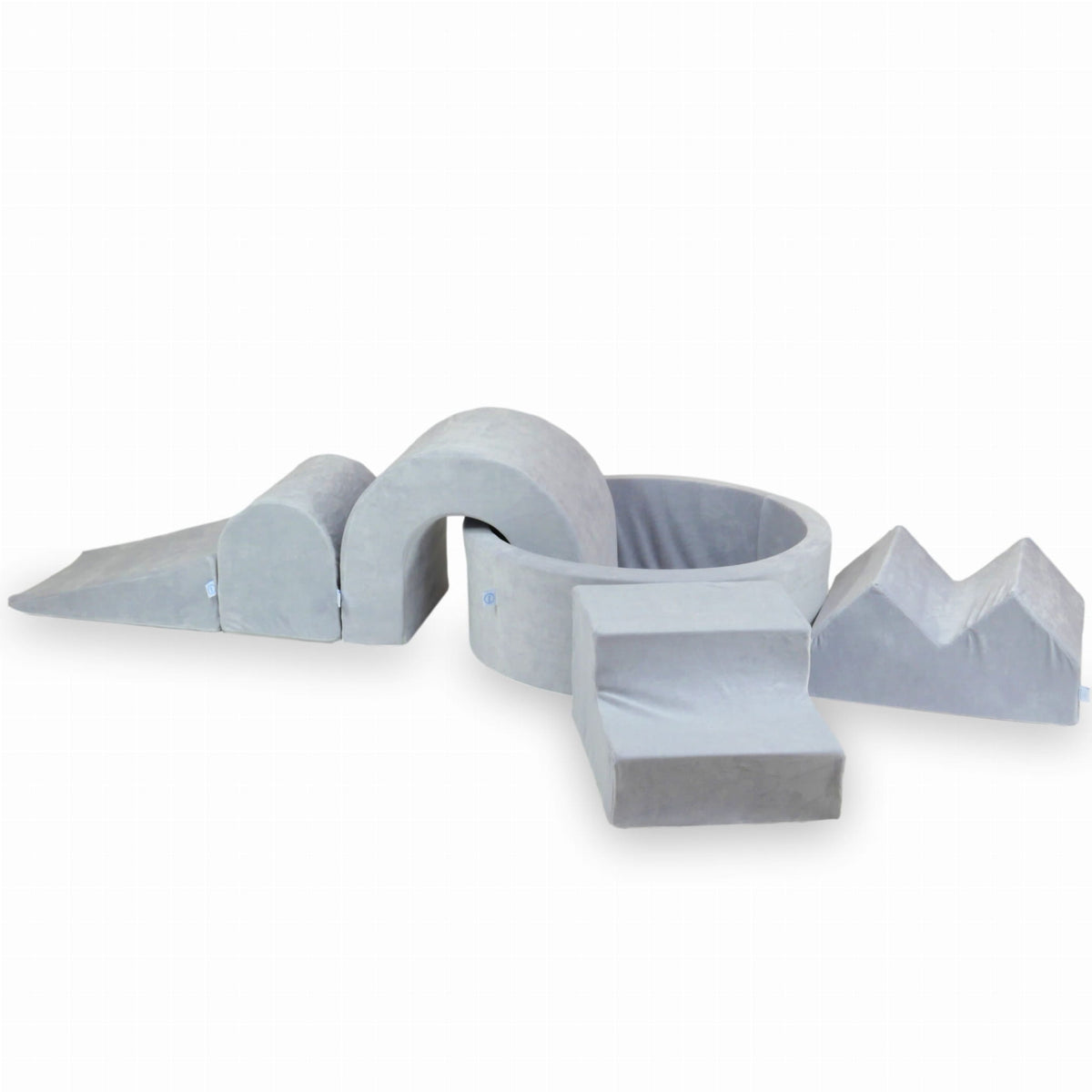 Ensemble de jeux en mousse avec piscine ronde 90x30 Velvet Soft Light Grey + 5 éléments sans balles