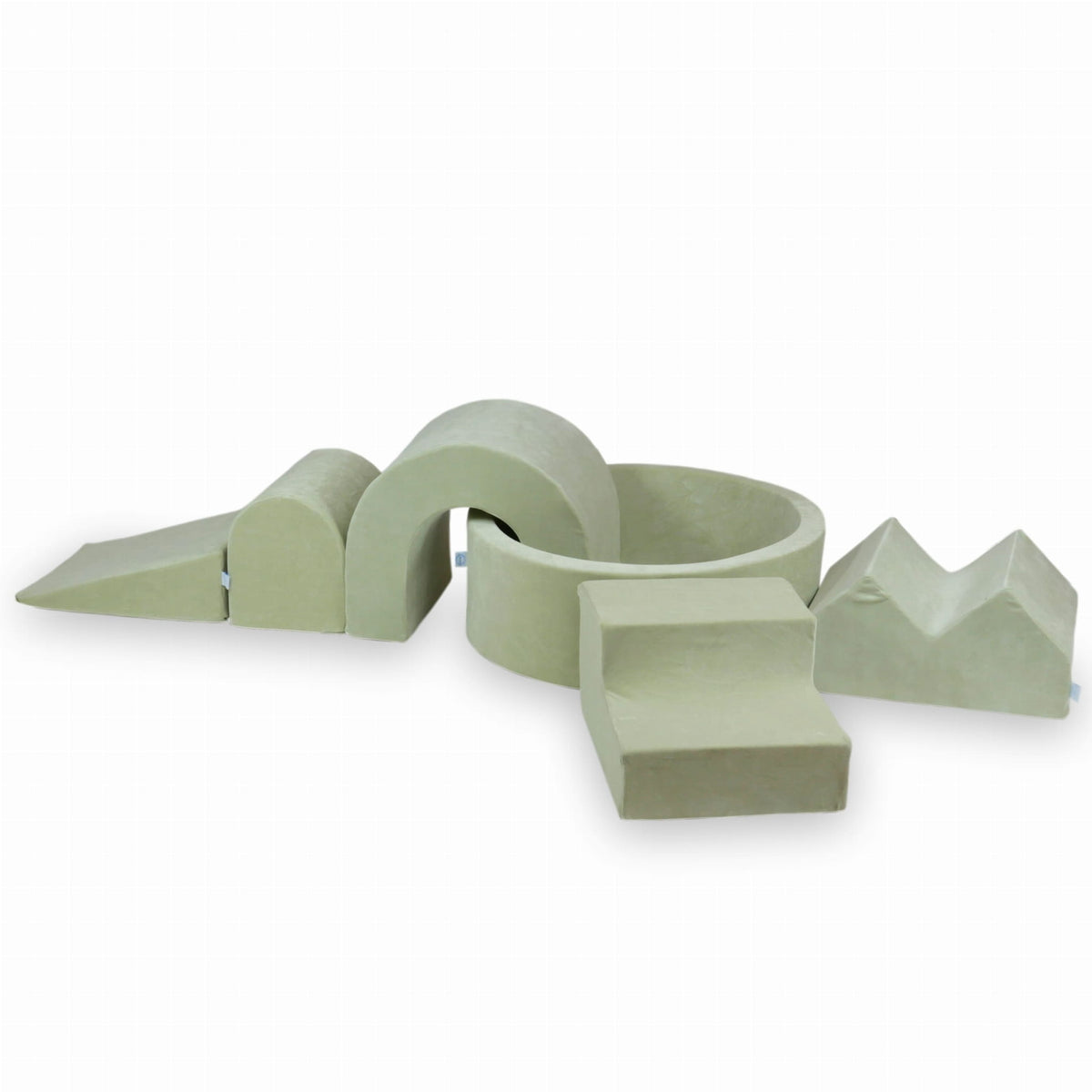 Ensemble de jeux en mousse avec piscine ronde 90x30 Velvet Soft Light Mint + 5 éléments sans balles