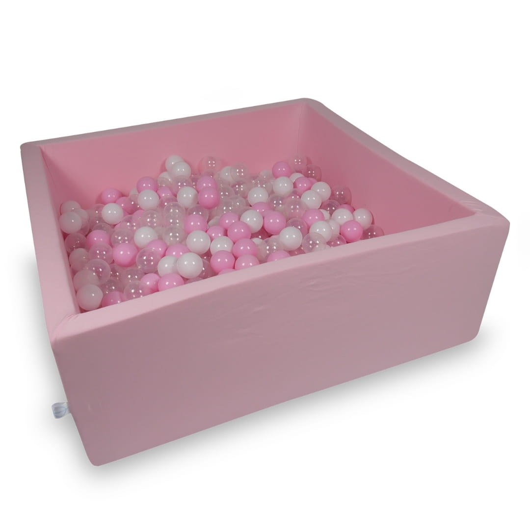 Piscine à Balles 110x110x40cm rose avec boules 600pcs (rose bébé, blanc, transparent, rose poudré)