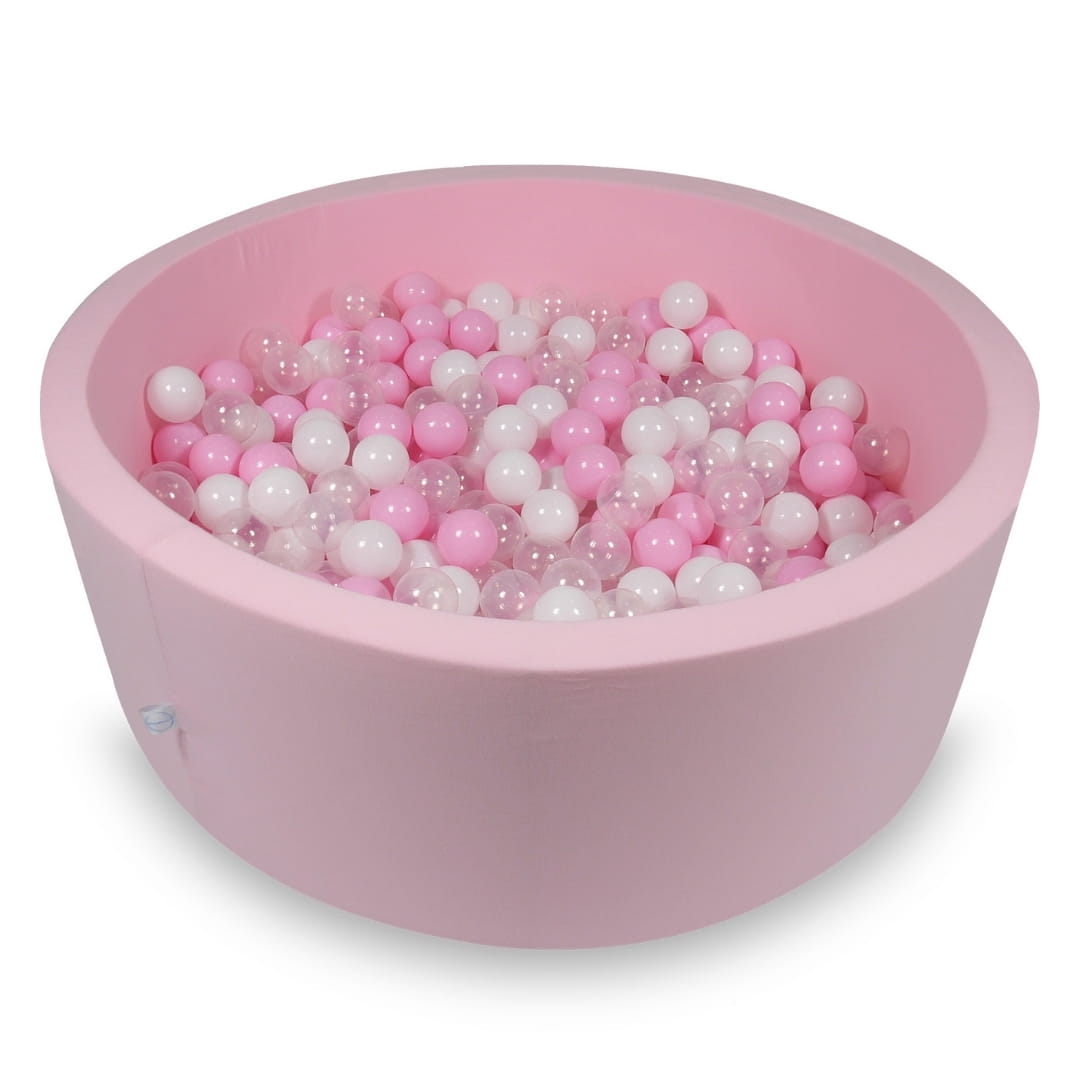 Piscine à Balles 110x40cm rose avec boules 500pcs (rose bébé, blanc, transparent, rose poudré)