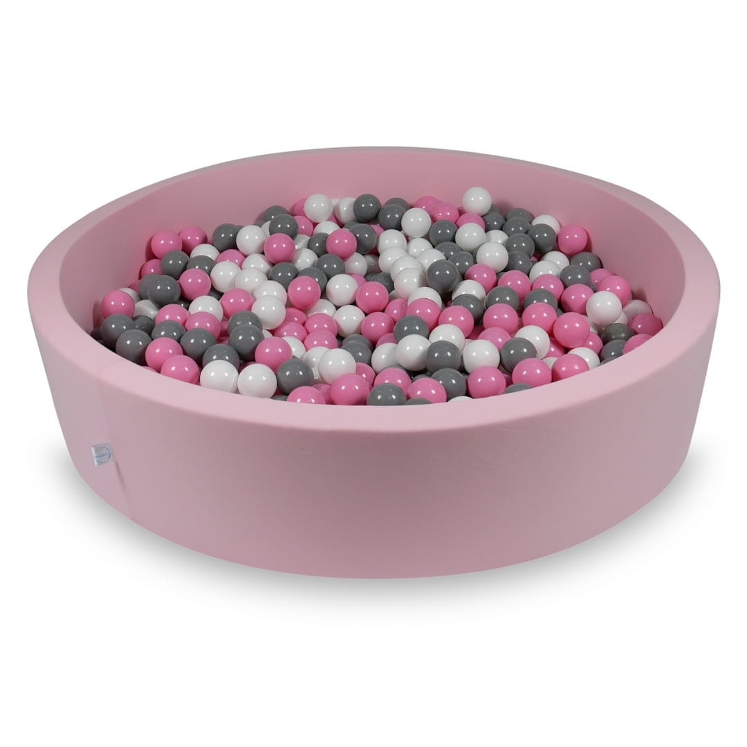 Piscine à Balles 130x30cm rose avec boules 600pcs (blanc, gris, rose poudré)