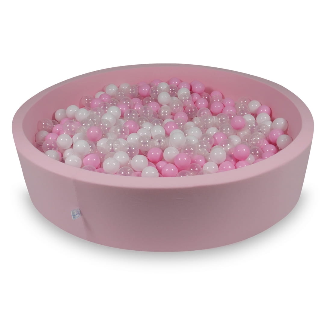 Piscine à Balles 130x30cm rose avec boules 600pcs (rose bébé, blanc, transparent, rose poudré)