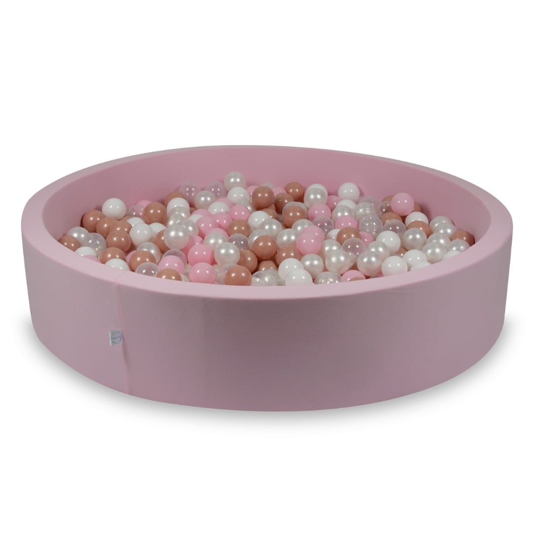 Piscine à Balles rose 130x30 avec balles 600pcs + Soft Balls : blanc, gris, menthe clair