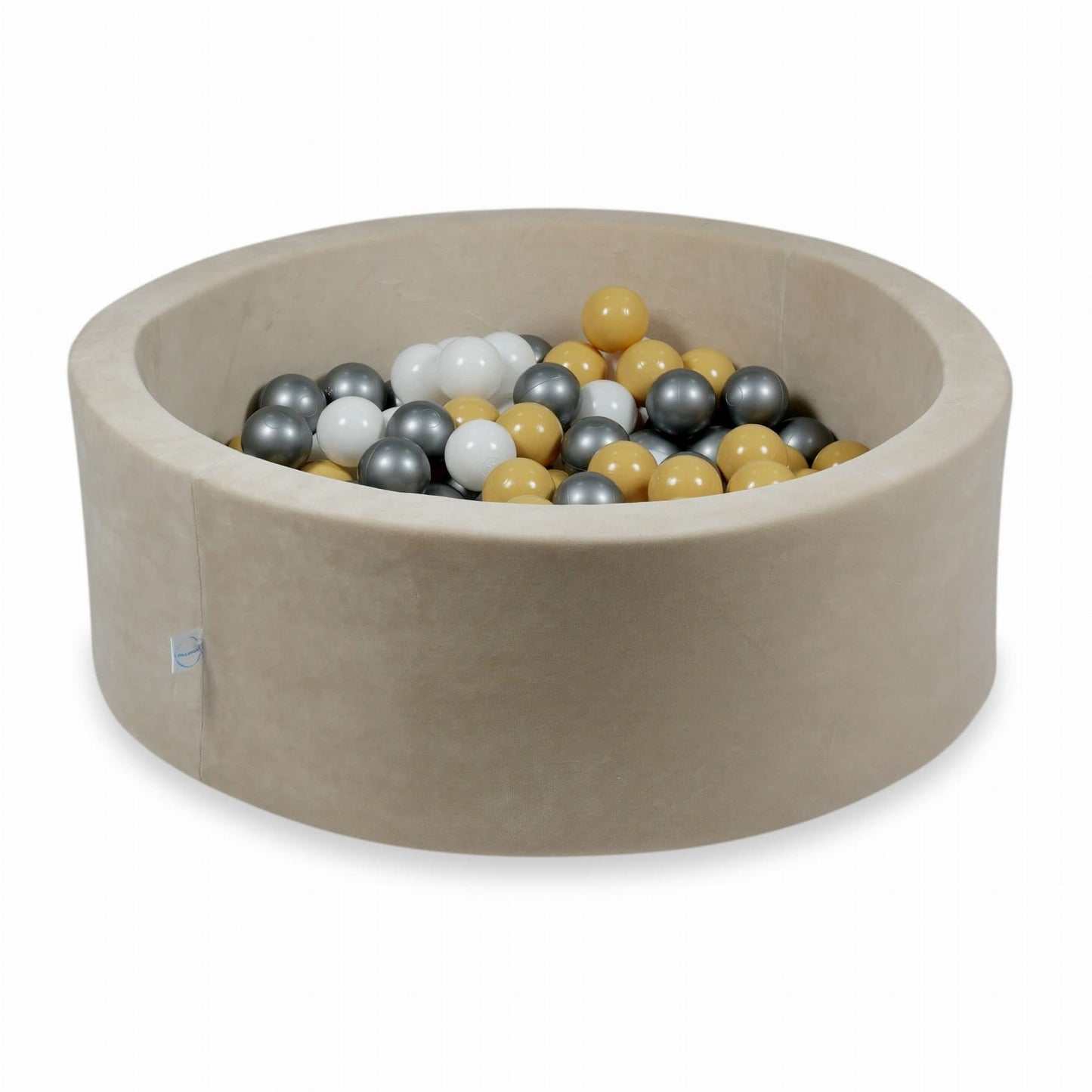 Piscine à Balles 90x30cm Velvet Soft Beige avec balles 200pcs (beige, blanc, argent)