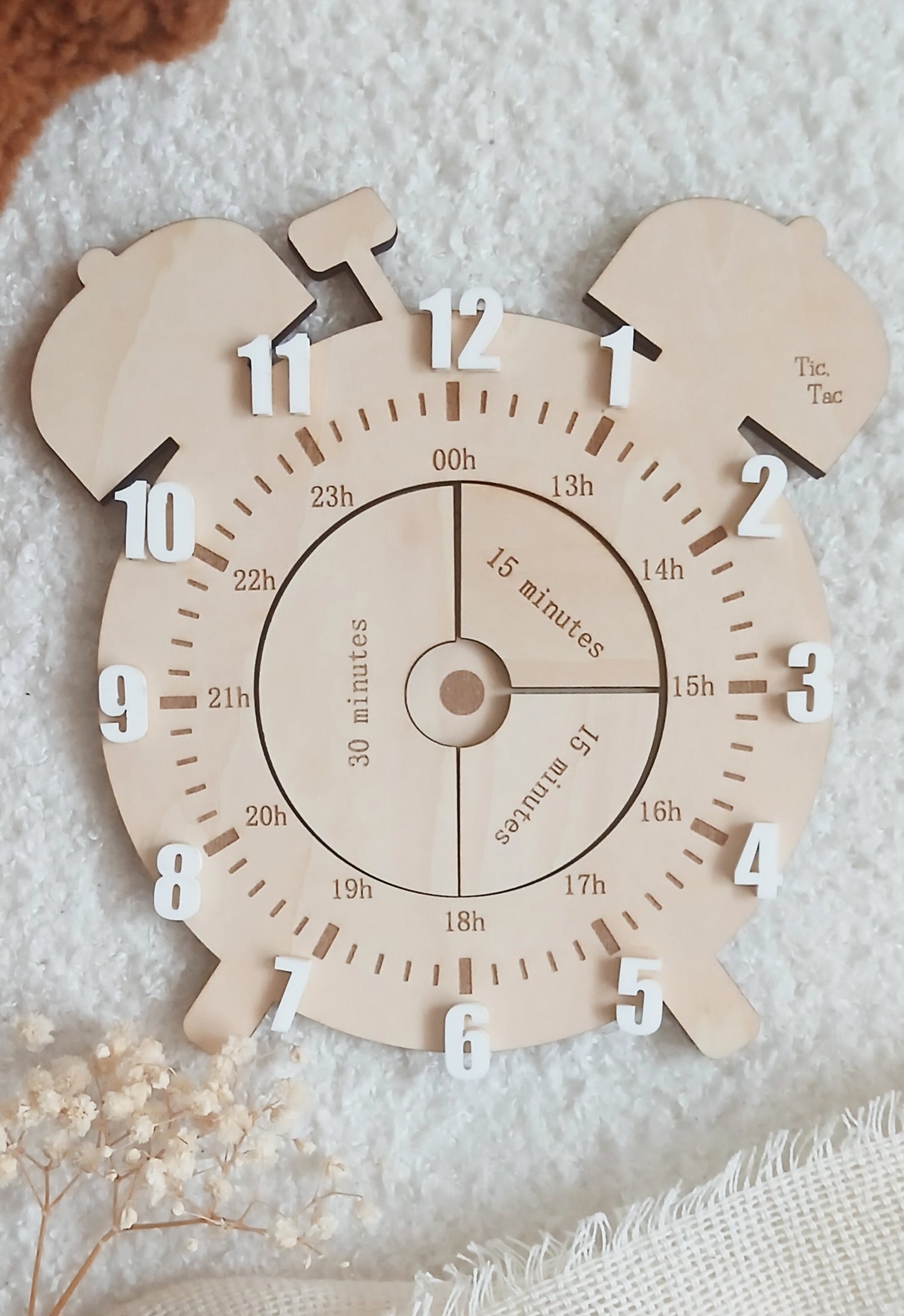 Horloge pédagogique en bois | Je lis l'heure comme un grand