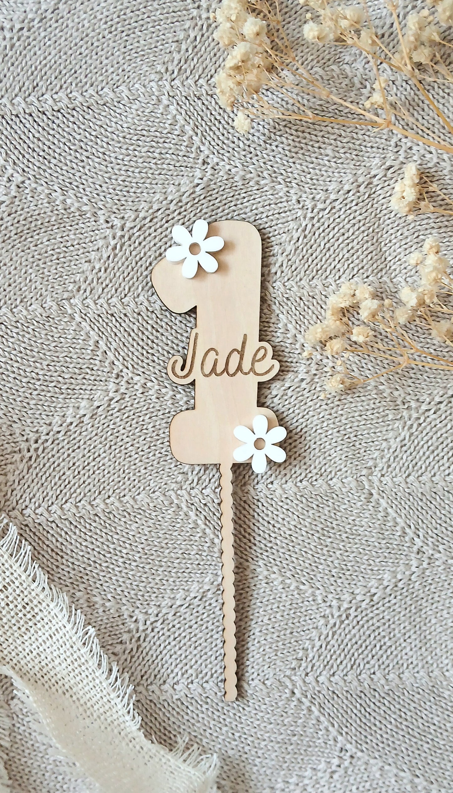 Cake Topper Personnalisé | Chiffre, Prénom & Marguerites