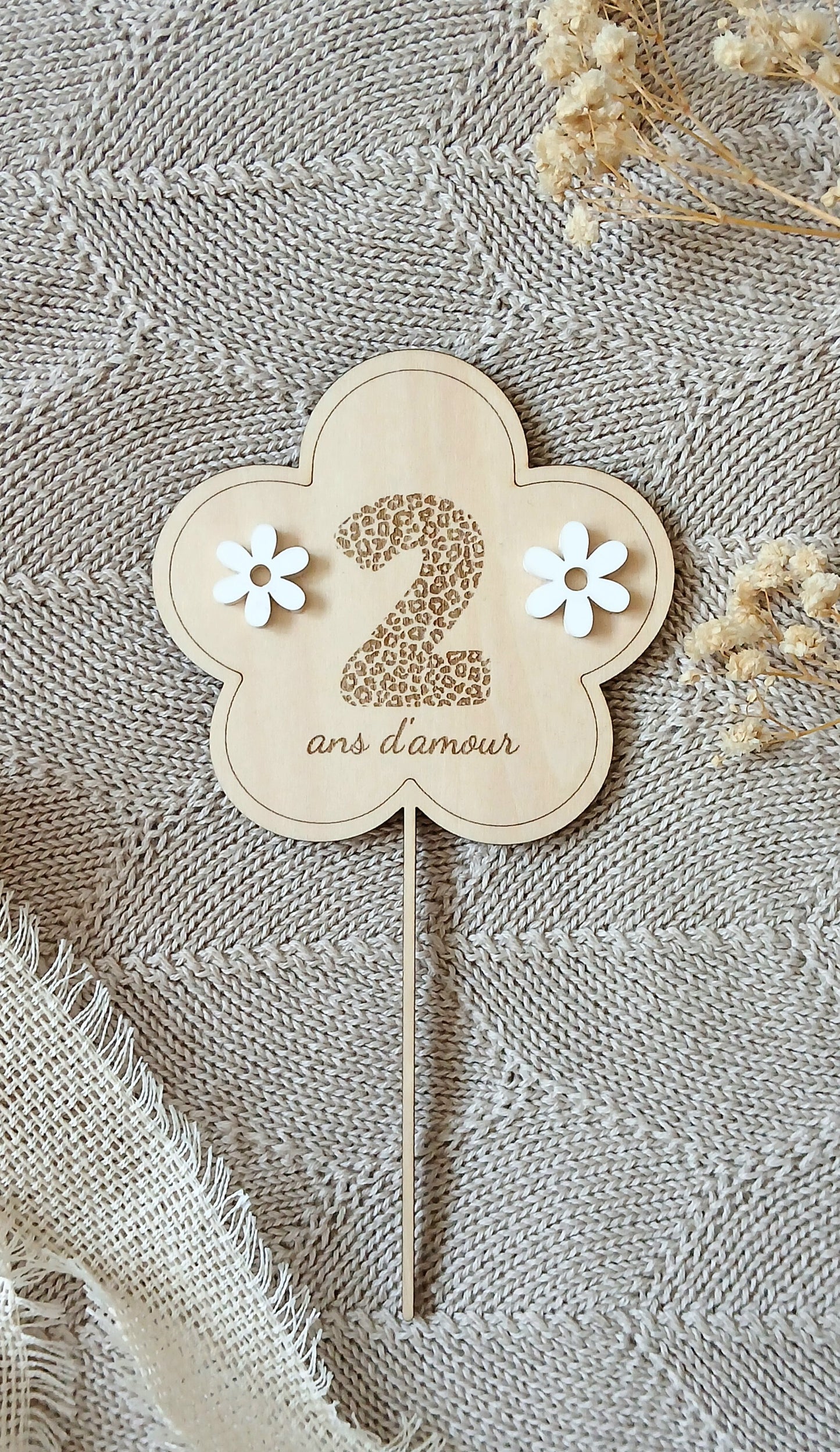 Cake Topper Marguerite | Chiffre Léopard