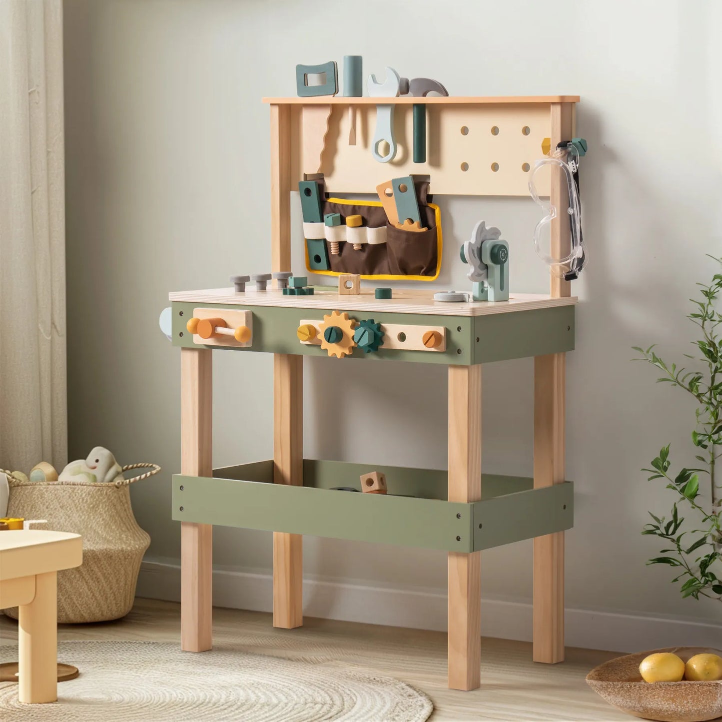 Établi à Outils en Bois - Vert