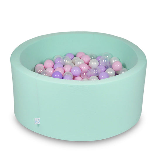 Piscine à Balles 90x40cm menthe avec boules 300pcs (rose bébé, perle, transparent, chiné)