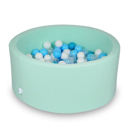 Piscine à Balles 90x40cm menthe avec boules 300pcs (turquoise, blanc, transparent, bleu bébé)