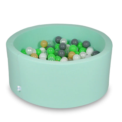 Piscine à Balles 90x40cm menthe avec boules 300pcs (céladon, blanc, transparent, perle, beige, gris)