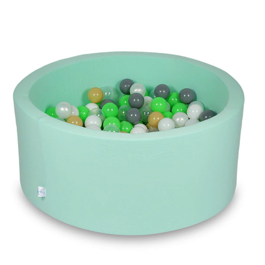 Piscine à Balles 90x40cm menthe avec boules 300pcs (céladon, blanc, transparent, perle, beige, gris)