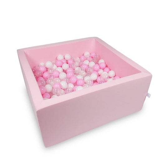 Piscine à Balles 90x90x40cm rose avec boules 400pcs (rose bébé, blanc, transparent, rose poudré)