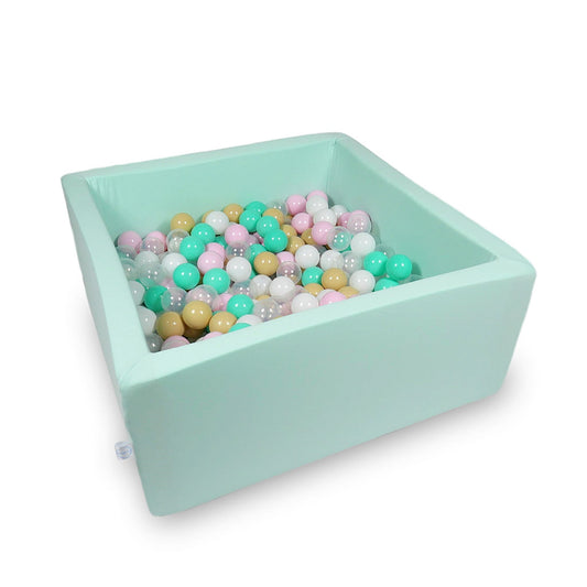 Piscine à Balles 90x90x40cm menthe avec boules 400pcs (blanc, rose bébé, transparent, beige, menthe)