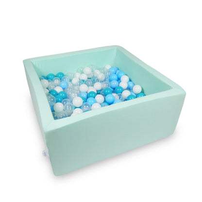 Piscine à balles 90x90x40cm menthe avec balles 400pcs (turquoise, blanc, transparent, bleu bébé)