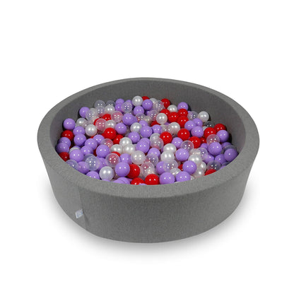 Piscine à balles 110x30cm gris avec balles 400pcs (transparent, perle, chiné, rouge)
