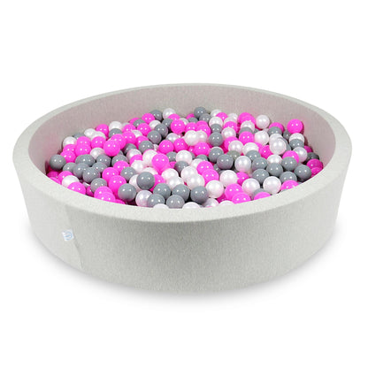 Piscine à balles 130x30cm gris clair avec balles 600pcs (rose, perle, gris)