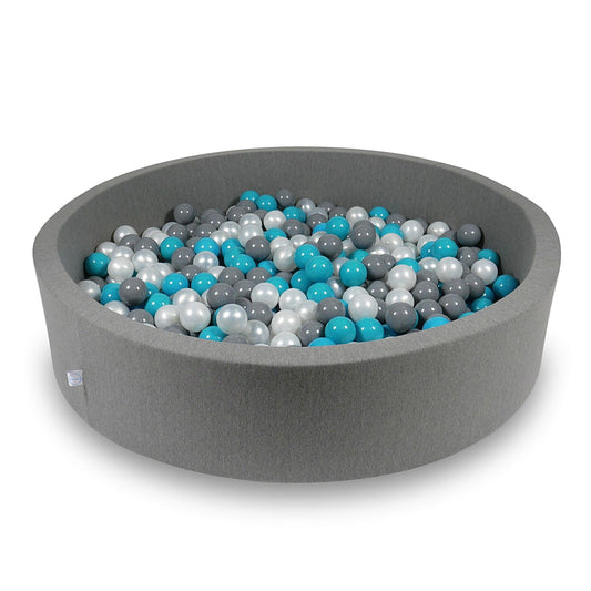 Piscine à balles 130x30cm gris avec balles 600pcs (turquoise, gris, perle)