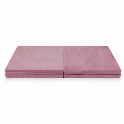 Tapis de jeu 120x120cm pour enfants, carré pliable, Velvet Soft Rose