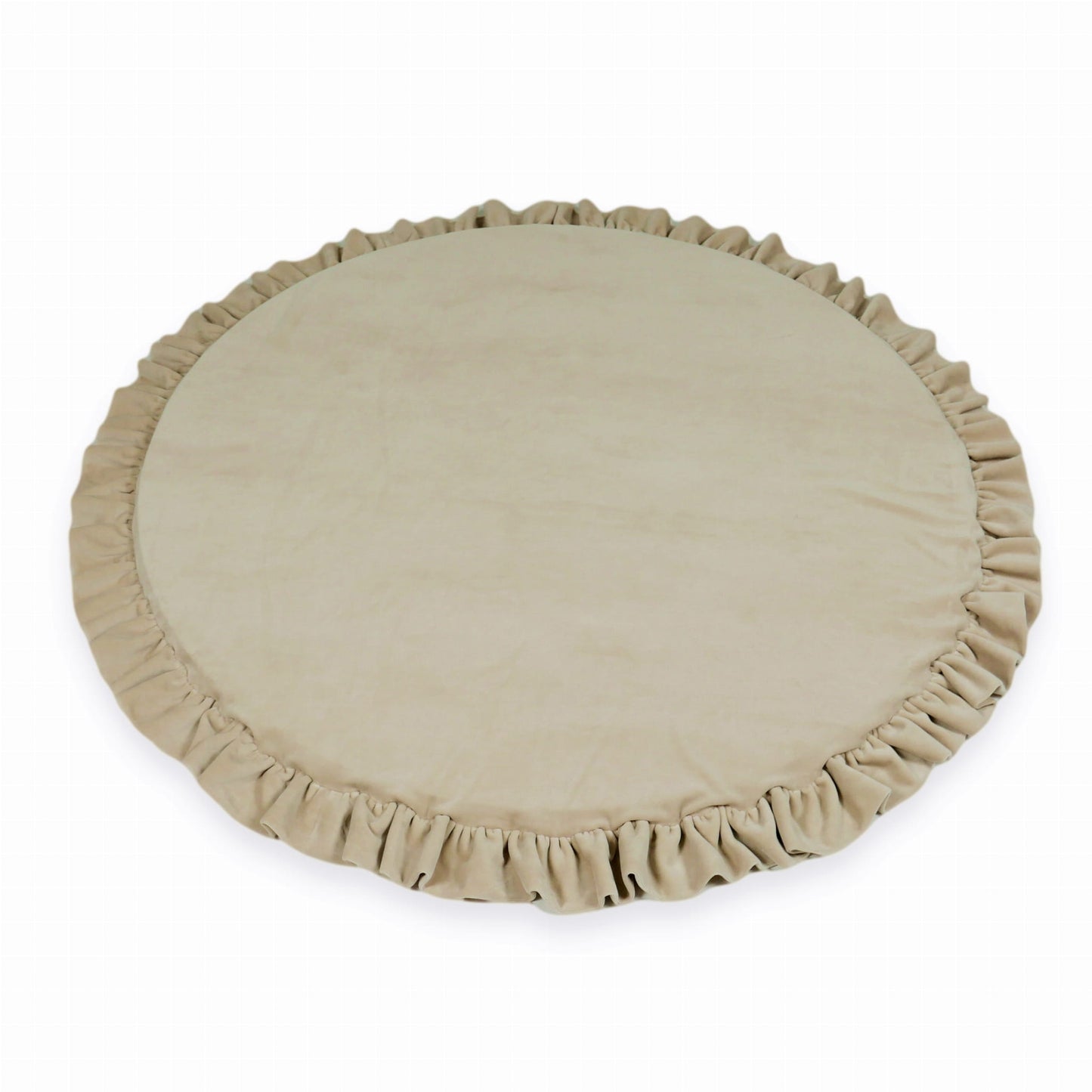 Tapis d'éveil 100cm pour enfant, rond avec volant, Velours Doux Beige