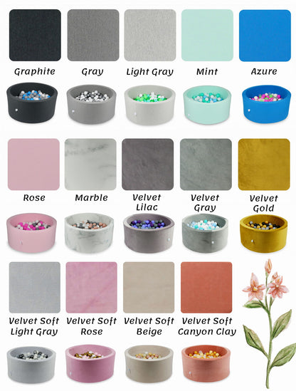 Piscine à Balles 90x30cm Velvet Soft Rose avec boules 200pcs (graphite métallisé, chiné, rose poudré, perle, transparent)