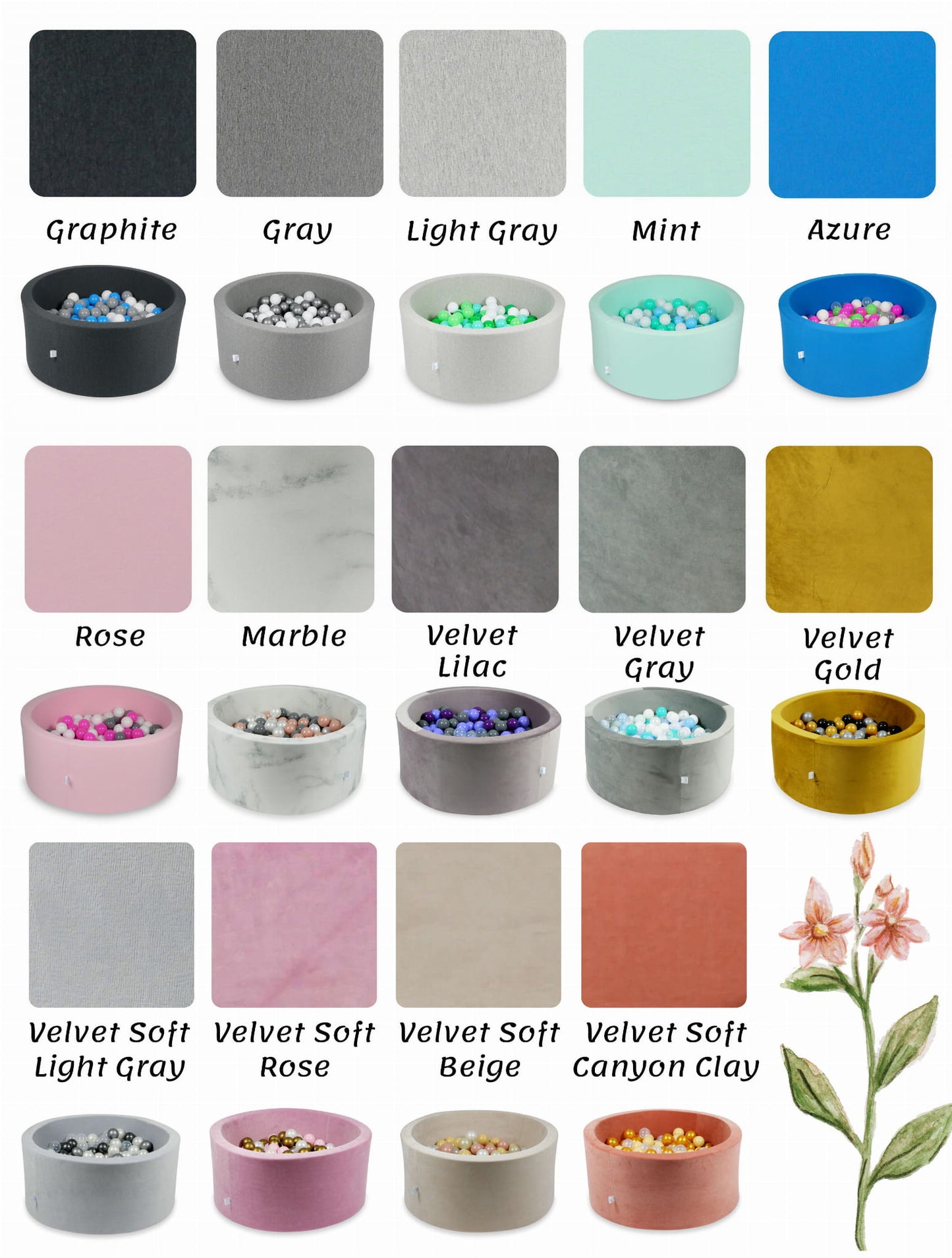 Piscine à Balles 110x30cm Velvet Soft Light Grey avec balles 400pcs (transparent, or clair, perle)