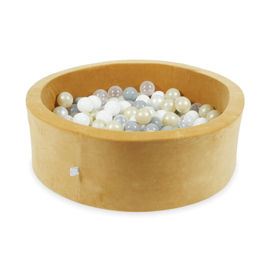 Piscine à balles 90x30 Velvet Soft Carmel avec balles 200 pcs (transparent, blanc, perle, gris, or clair)