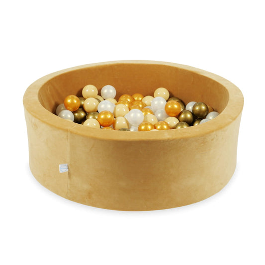 Piscine à balles 90x30 Velvet Soft Carmel avec balles 200 pcs. beige, vieil or, doré, effet sirène)