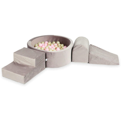Ensemble de jeu en mousse avec piscine ronde 90x30 velours lila avec balles 200 pcs (or clair, rose clair)