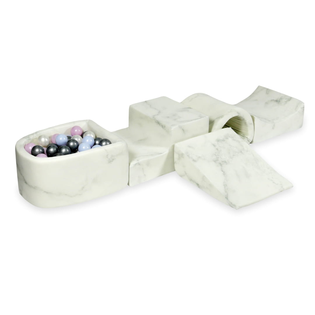 Ensemble de jeu en mousse avec pont et micro-billard avec boules 100 pièces (perle bleu clair, perle rose, perle, argent)