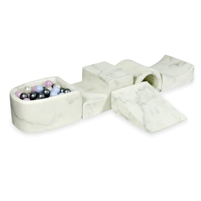 Ensemble de jeu en mousse avec pont et micro-billard avec boules 100 pièces (perle bleu clair, perle rose, perle, argent)