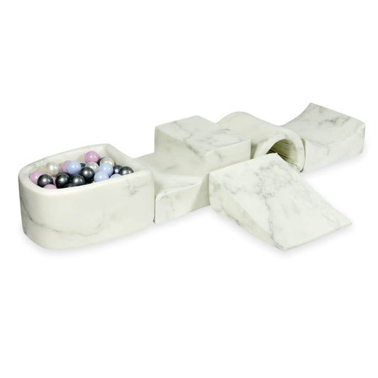 Ensemble de jeu en mousse avec pont et micro-billard avec boules 100 pièces (perle bleu clair, perle rose, perle, argent)