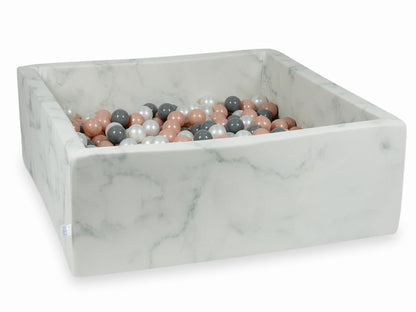 Piscine à Balles 110x110x40 marbre avec boules 600pcs (or rose, gris, perle)