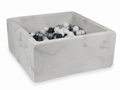 Piscine à Balles 90x90x40 marbre avec boules 400pcs (blanc, perle, argent, graphite)