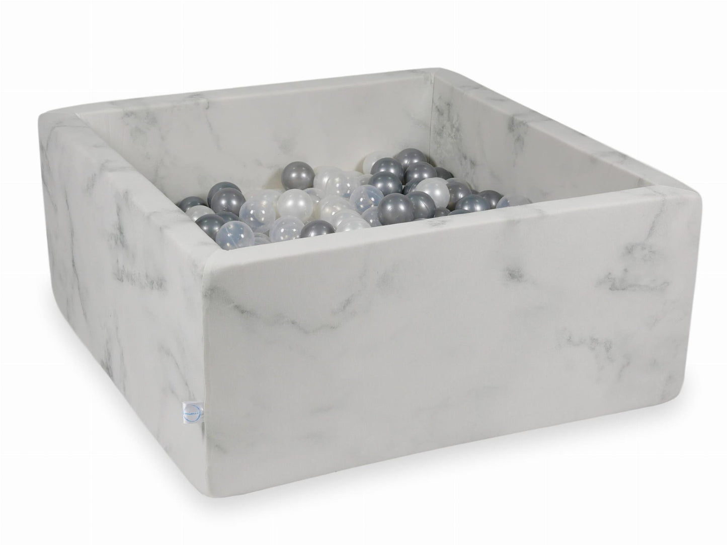 Piscine à Balles 90x90x40 marbre avec boules 400pcs (perle, transparent, argent)