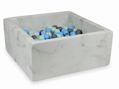 Piscine à Balles 90x90x40 marbre avec boules 400pcs (menthe clair, bleu bébé, gris, perle)