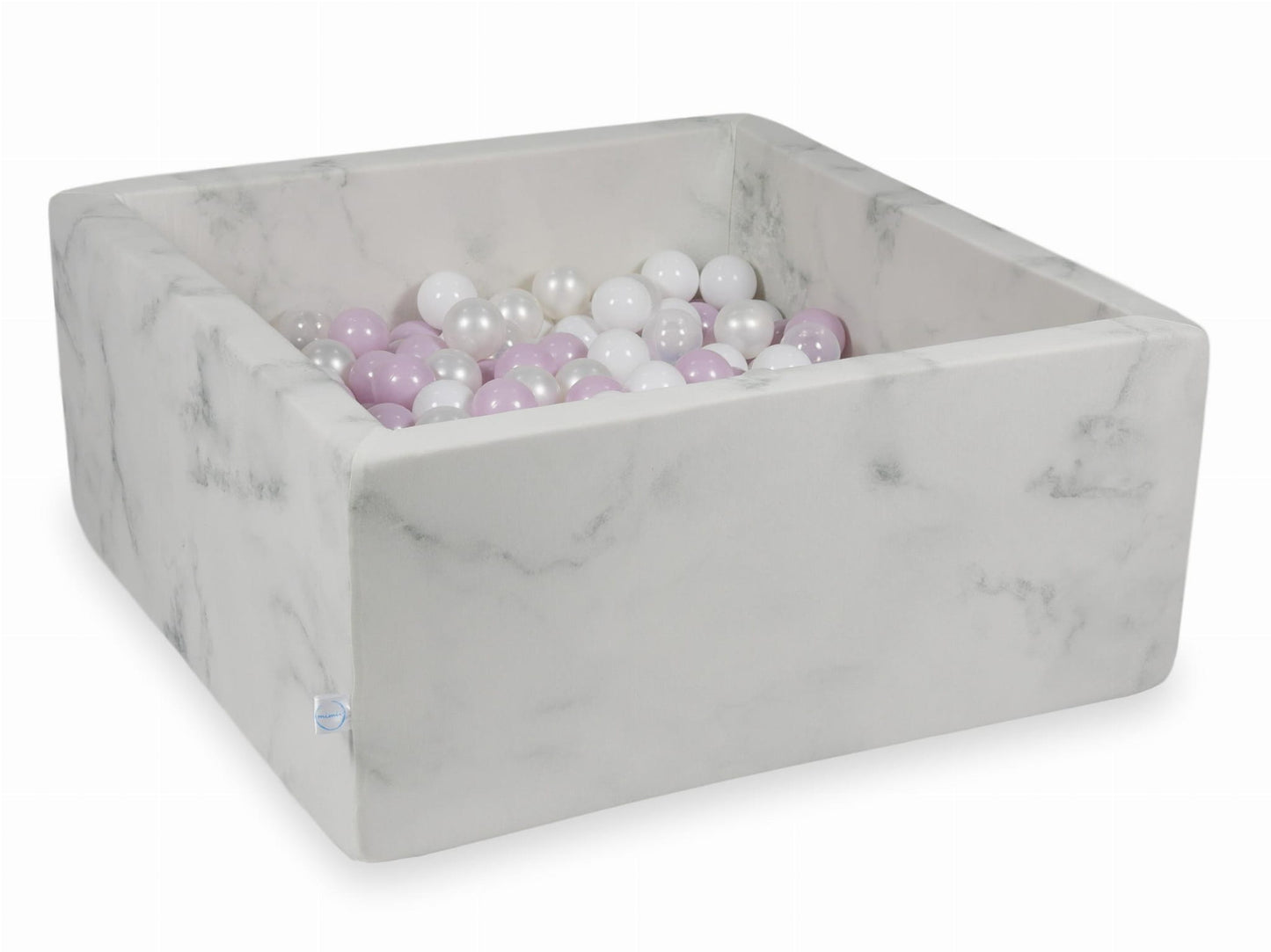 Piscine à Balles 90x90x40 marbre avec boules 400pcs (perle rose layette, blanc, transparent, perle)