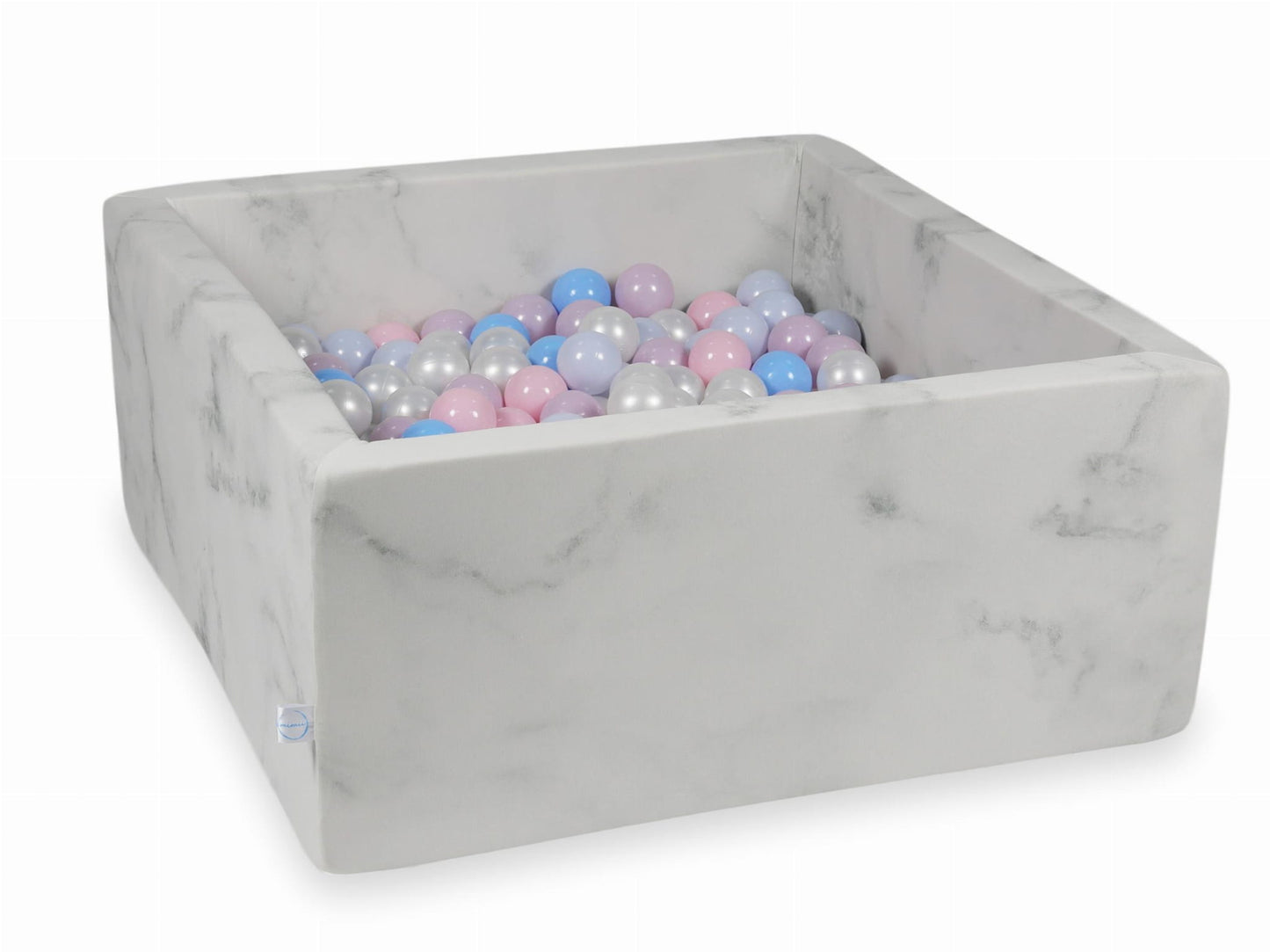 Piscine à Balles 90x90x40 marbre avec boules 400pcs (rose bébé, perle rose bébé, perle bleu bébé, bleu bébé, perle)