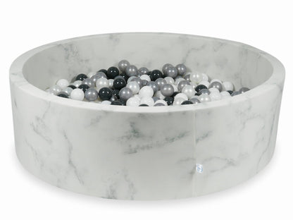 Piscine à Balles 130x40 marbre avec boules 700pcs (blanc, perle, argent, graphite)