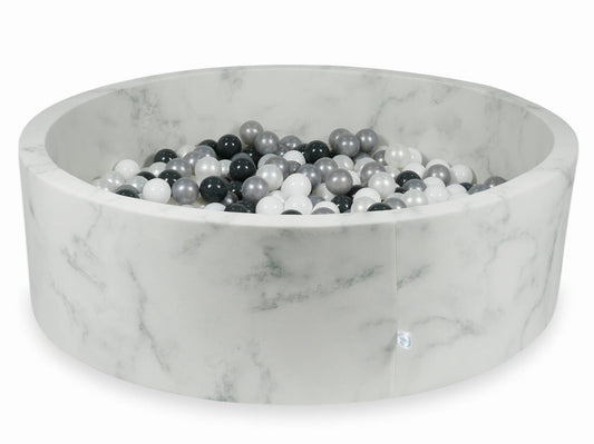 Piscine à Balles 130x40 marbre avec boules 700pcs (blanc, perle, argent, graphite)