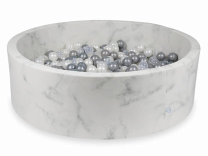 Piscine à Balles 130x40 marbre avec boules 700pcs (perle, transparent, argent)